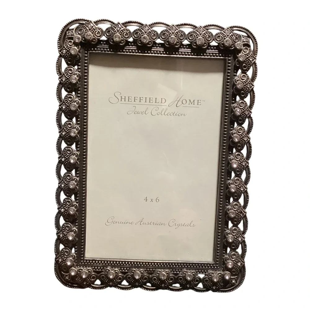 Sheffield Home Jewel Collection 4x6 Photo Frame Austrian Crystals Ornate Metal
